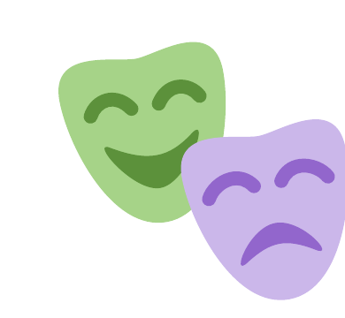 Illustration of comedy and tragedy theatre masks